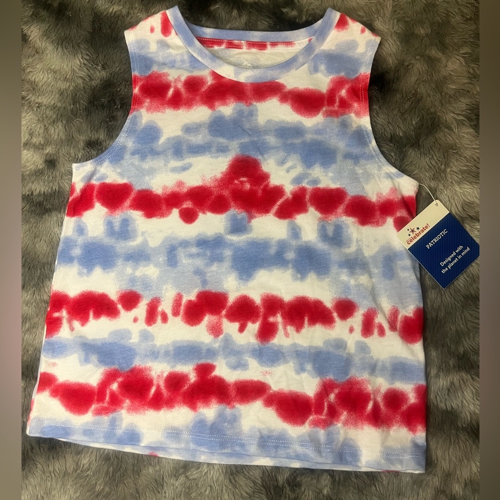 Red white & blue tank top ~ girls size ~ medium (7/8)